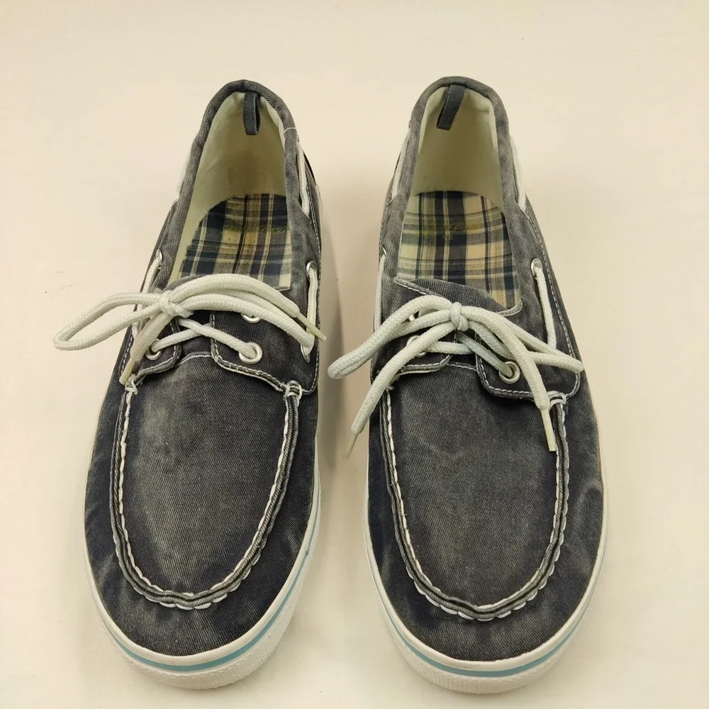 Faded glory mens blue canvas boat shoes size 12